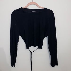 Black Backless Long Sleeve Top